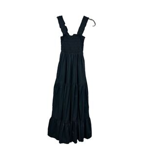 Abercrombie & Fitch Smocked Maxi Dress Black XSP Tiered Cottagecore Coquette
